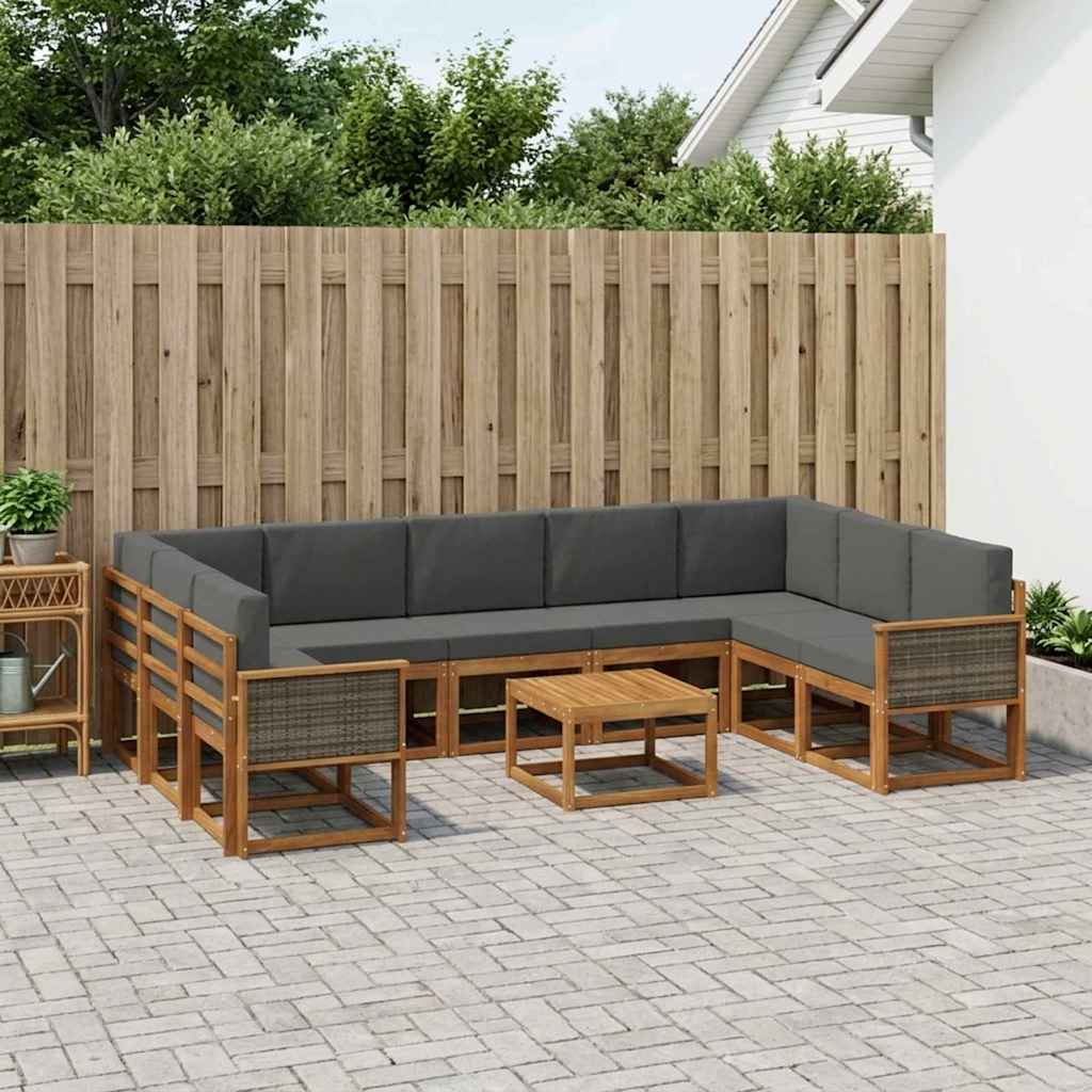Ensemble de canapés d'extérieur 10 pcs Naturel et Anthracite - XIOS
