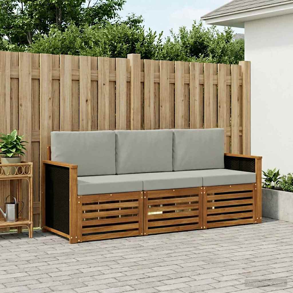 Ensembles de canapés avec coussin 3 pcs Bois d'Acacia Massif - XIOS
