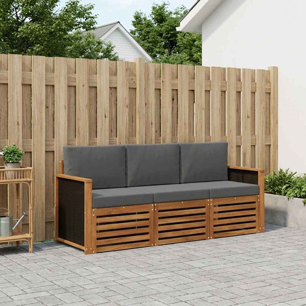 Ensembles de canapés avec coussin 3 pcs Bois d'Acacia Massif - XIOS