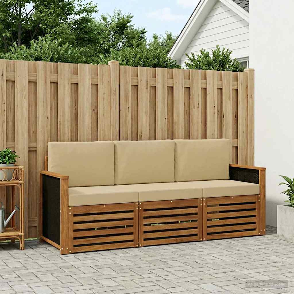 Ensembles de canapés avec coussin 3 pcs Bois d'Acacia Massif - XIOS