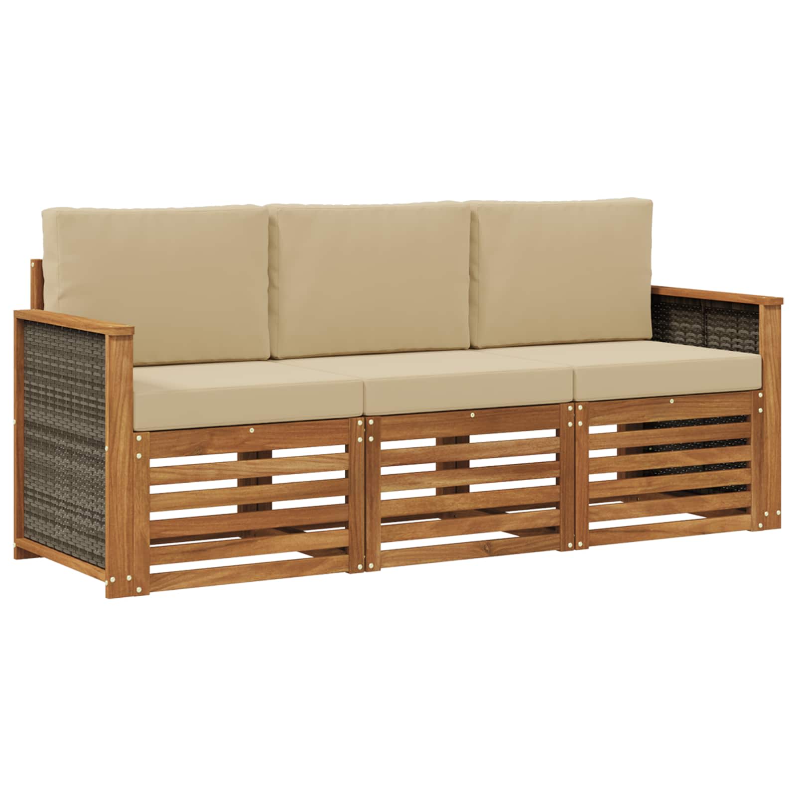 Ensembles de canapés avec coussin 3 pcs Bois d'Acacia Massif - XIOS