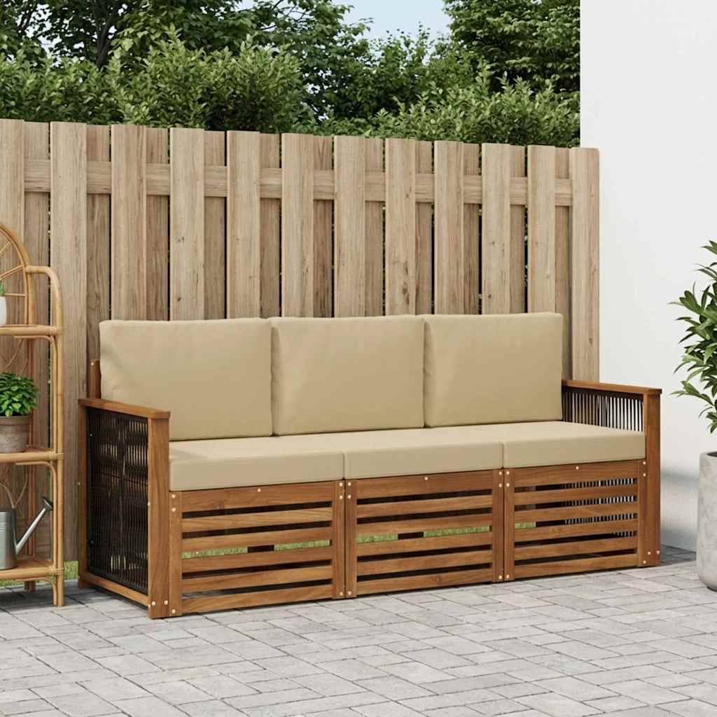 Ensembles de canapés avec coussin 3 pcs Bois d'Acacia Massif - XIOS