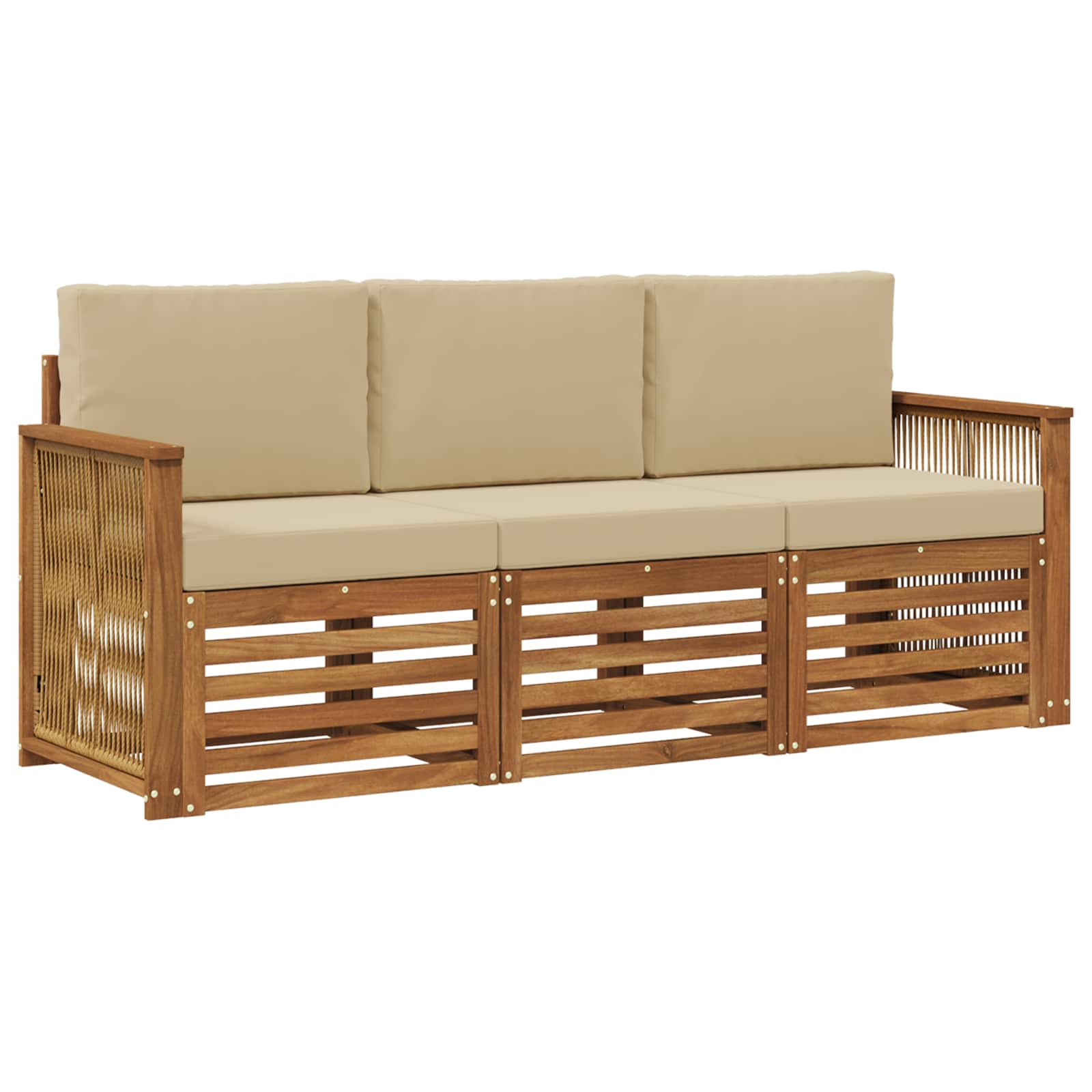 Ensembles de canapés avec coussin 3 pcs Bois d'Acacia Massif - XIOS