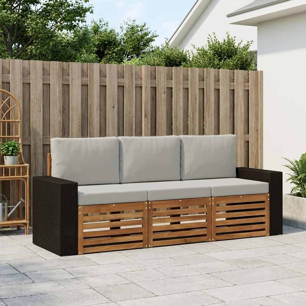 Ensembles de canapés avec coussin 3 pcs Bois d'Acacia Massif - XIOS