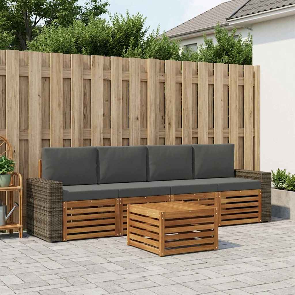 Ensemble de canapés d'extérieur 5 pcs Naturel et Anthracite - XIOS
