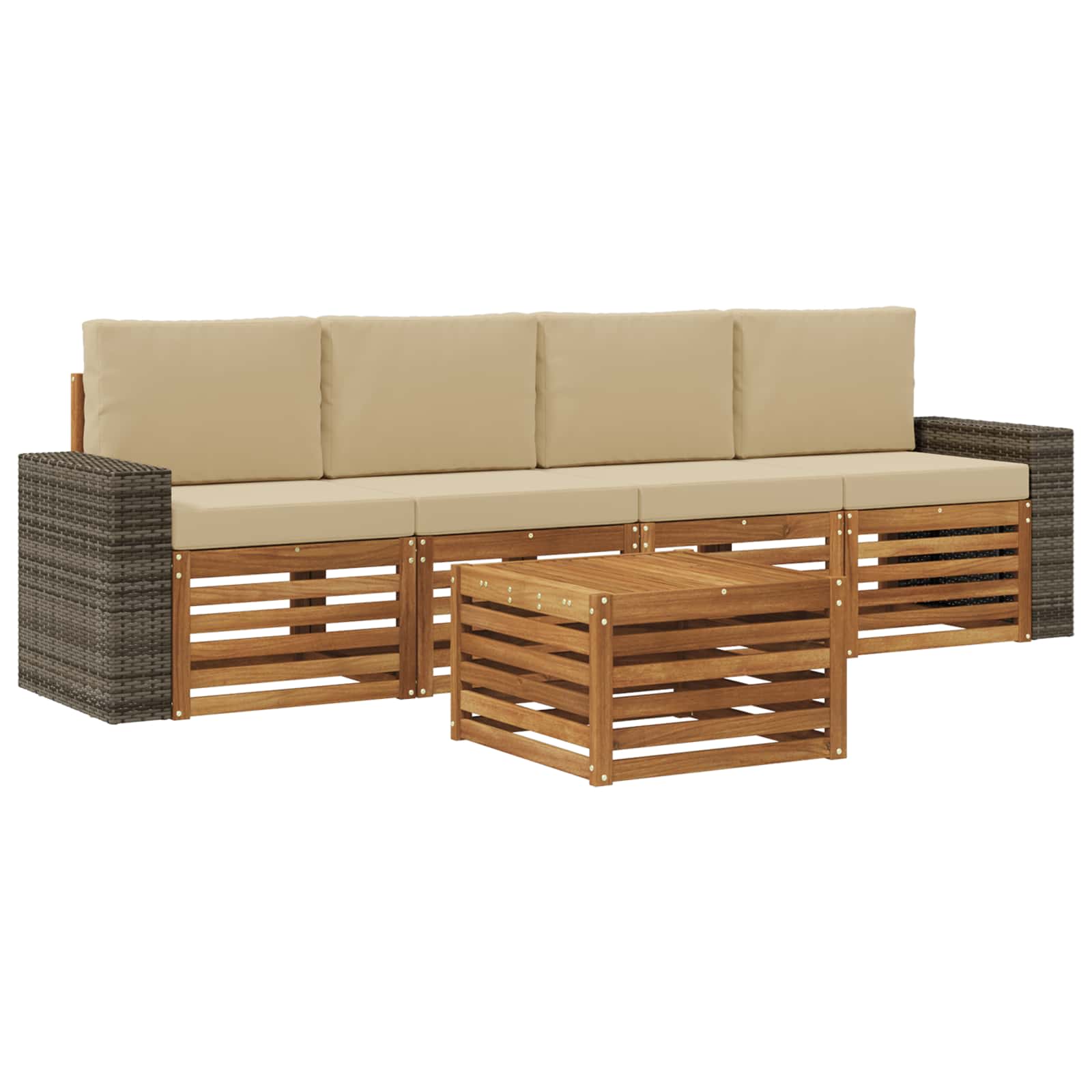 Ensemble de canapés d'extérieur 5 pcs Naturel et Beige - XIOS