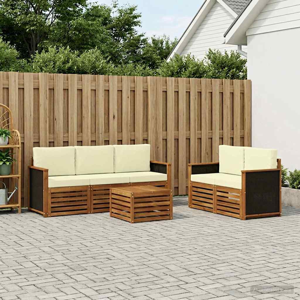 Ensembles de canapés avec coussin 6 pcs Bois d'Acacia Massif - XIOS