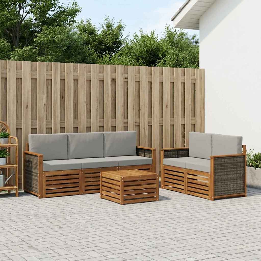 Ensembles de canapés avec coussin 6 pcs Bois d'Acacia Massif - XIOS