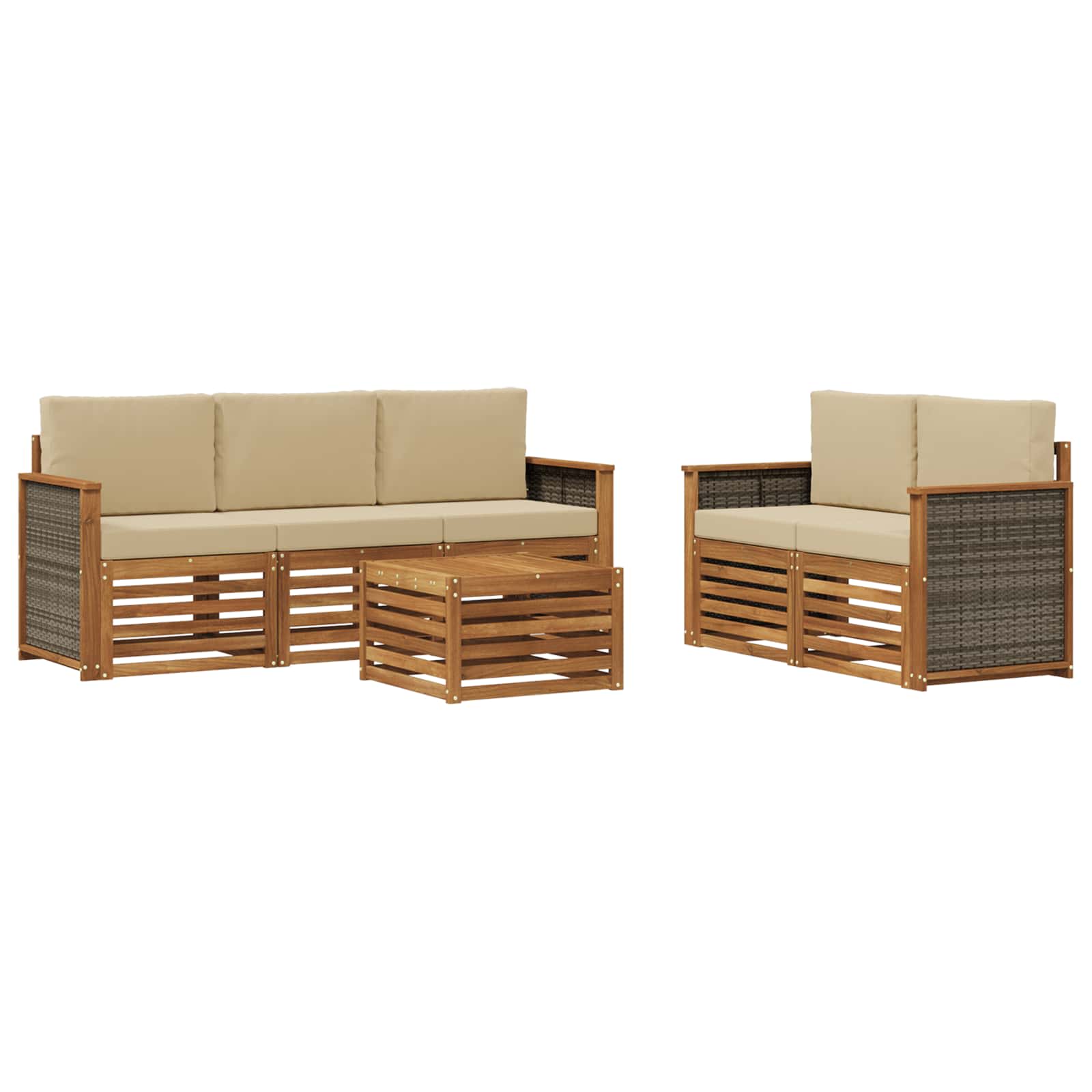 Ensembles de canapés avec coussin 6 pcs Bois d'Acacia Massif - XIOS