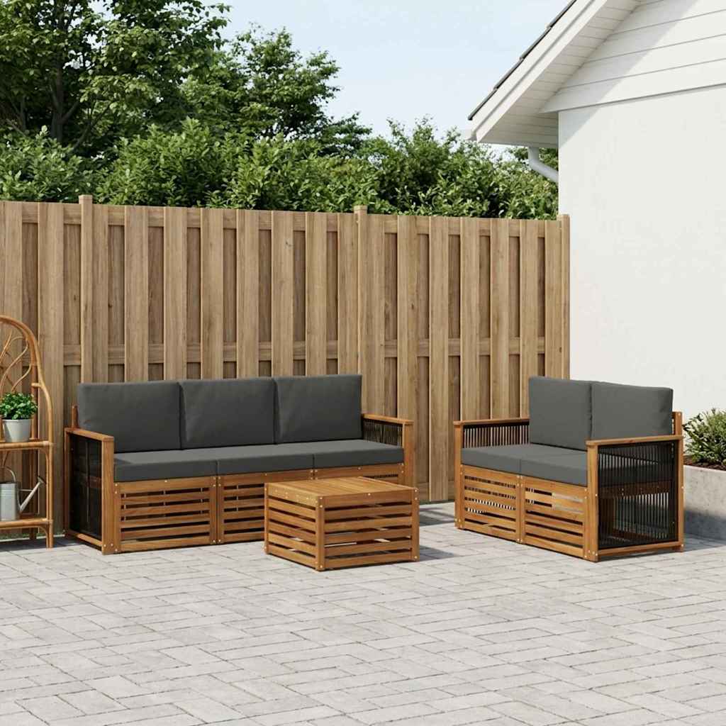 Ensemble de canapés d'extérieur 6 pc Naturel et Anthracite