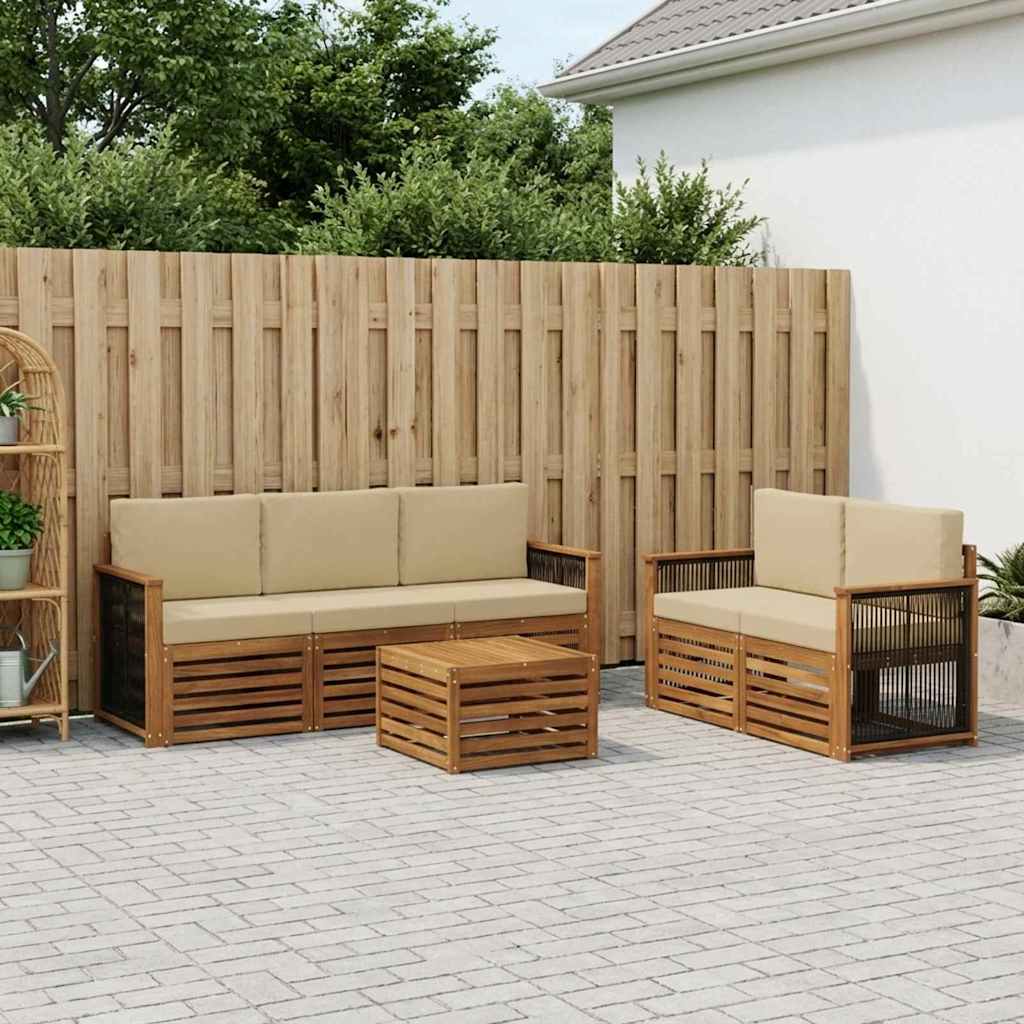 Ensembles de canapés avec coussin 6 pcs Bois d'Acacia Massif - XIOS