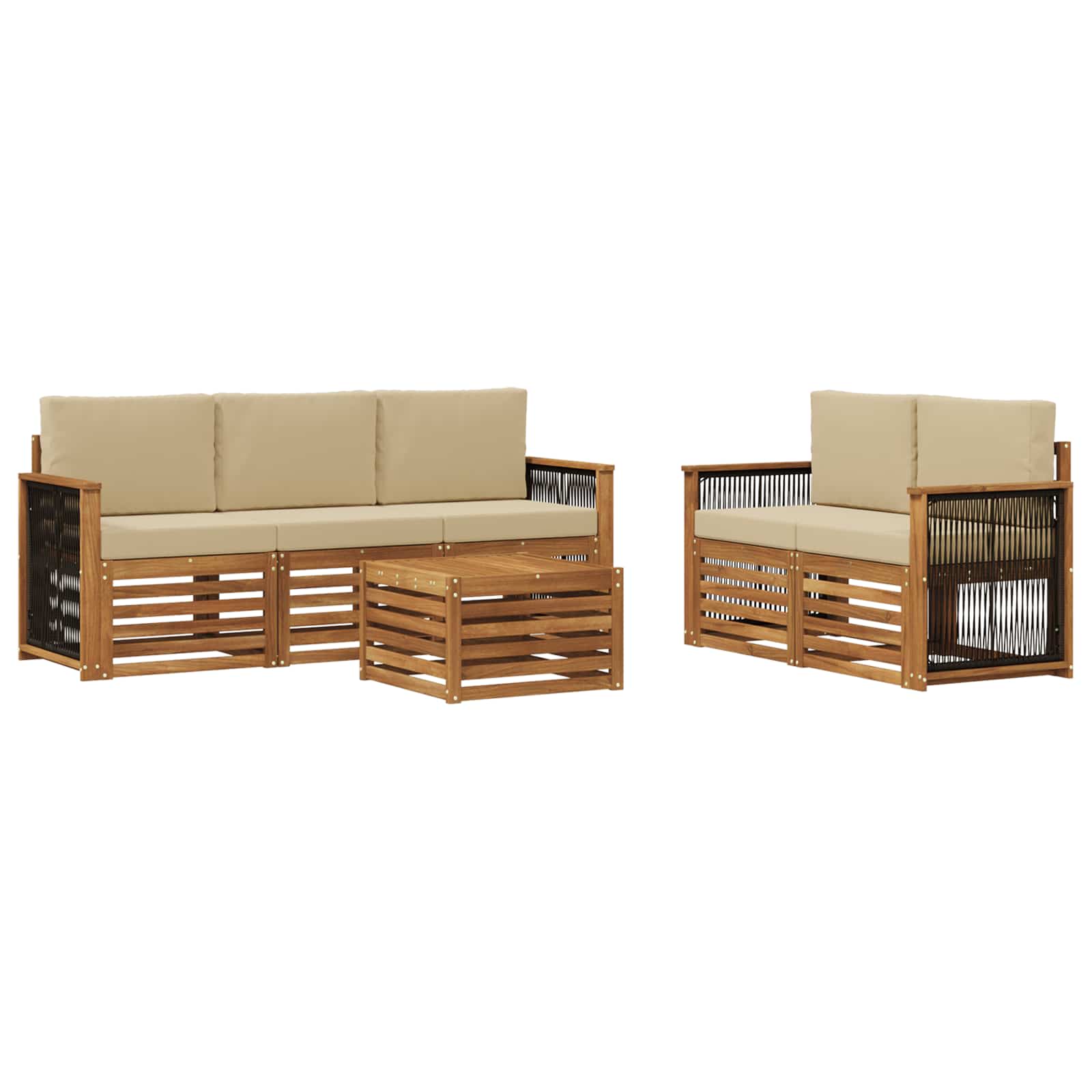 Ensembles de canapés avec coussin 6 pcs Bois d'Acacia Massif - XIOS