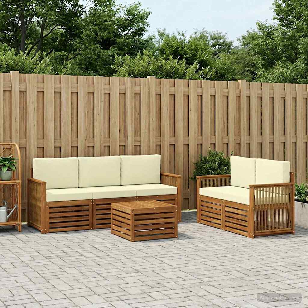 Ensembles de canapés avec coussin 6 pcs Bois d'Acacia Massif - XIOS