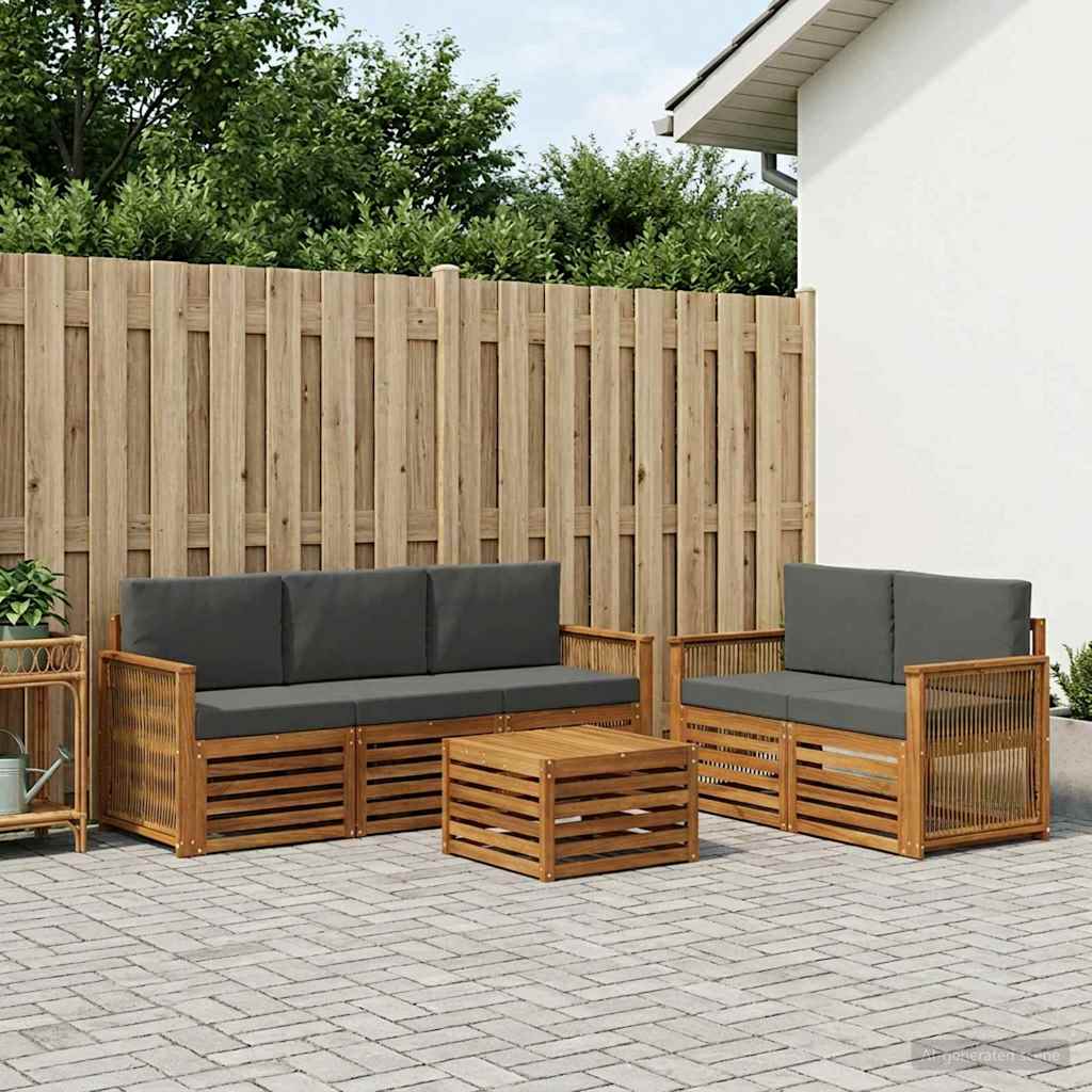 Ensembles de canapés avec coussin 6 pcs Bois d'Acacia Massif - XIOS
