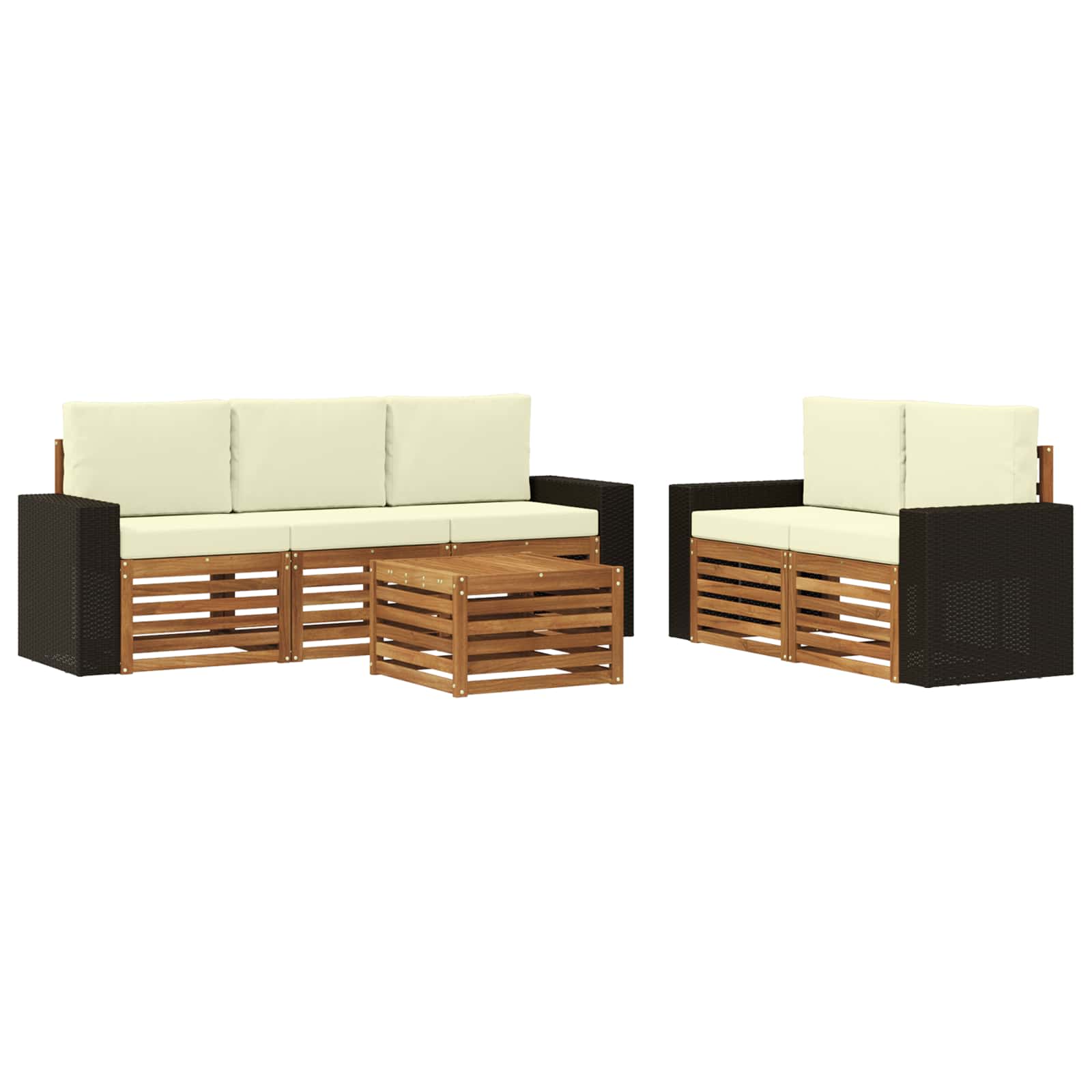 Ensembles de canapés avec coussin 6 pcs Bois d'Acacia Massif - XIOS