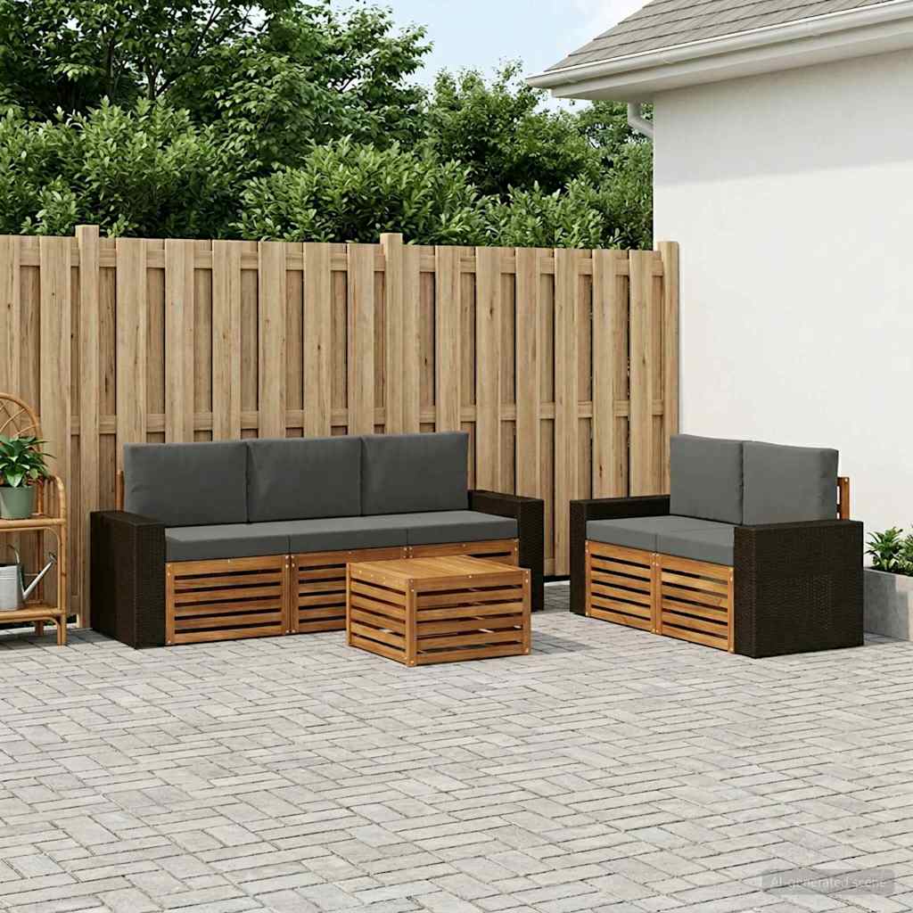 Ensembles de canapés avec coussin 6 pcs Bois d'Acacia Massif - XIOS