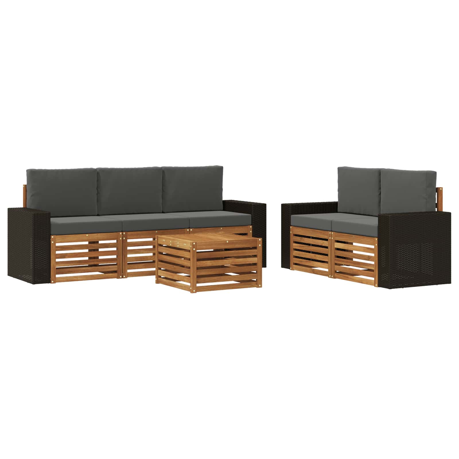 Ensembles de canapés avec coussin 6 pcs Bois d'Acacia Massif - XIOS