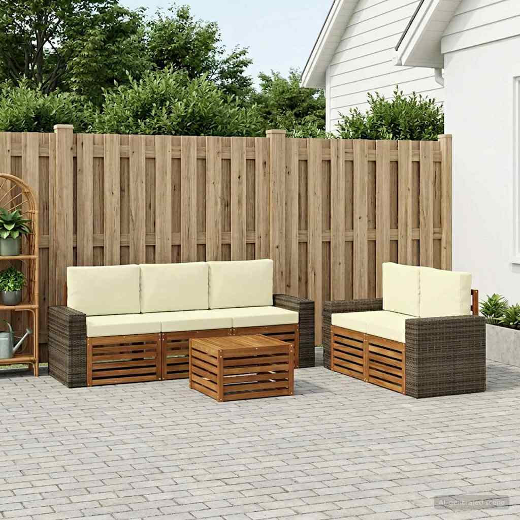 Ensembles de canapés avec coussin 6 pcs Bois d'Acacia Massif - XIOS