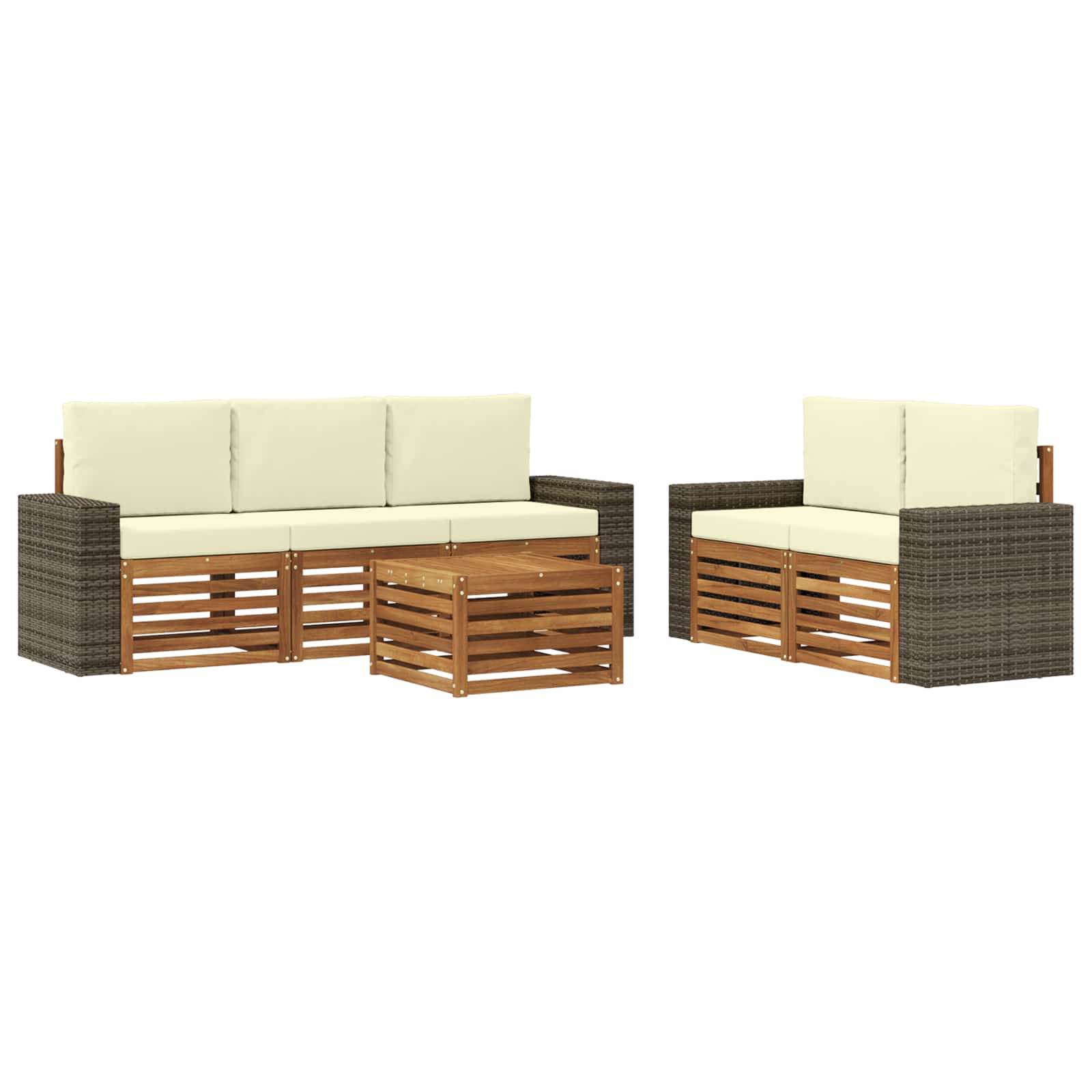 Ensembles de canapés avec coussin 6 pcs Bois d'Acacia Massif - XIOS