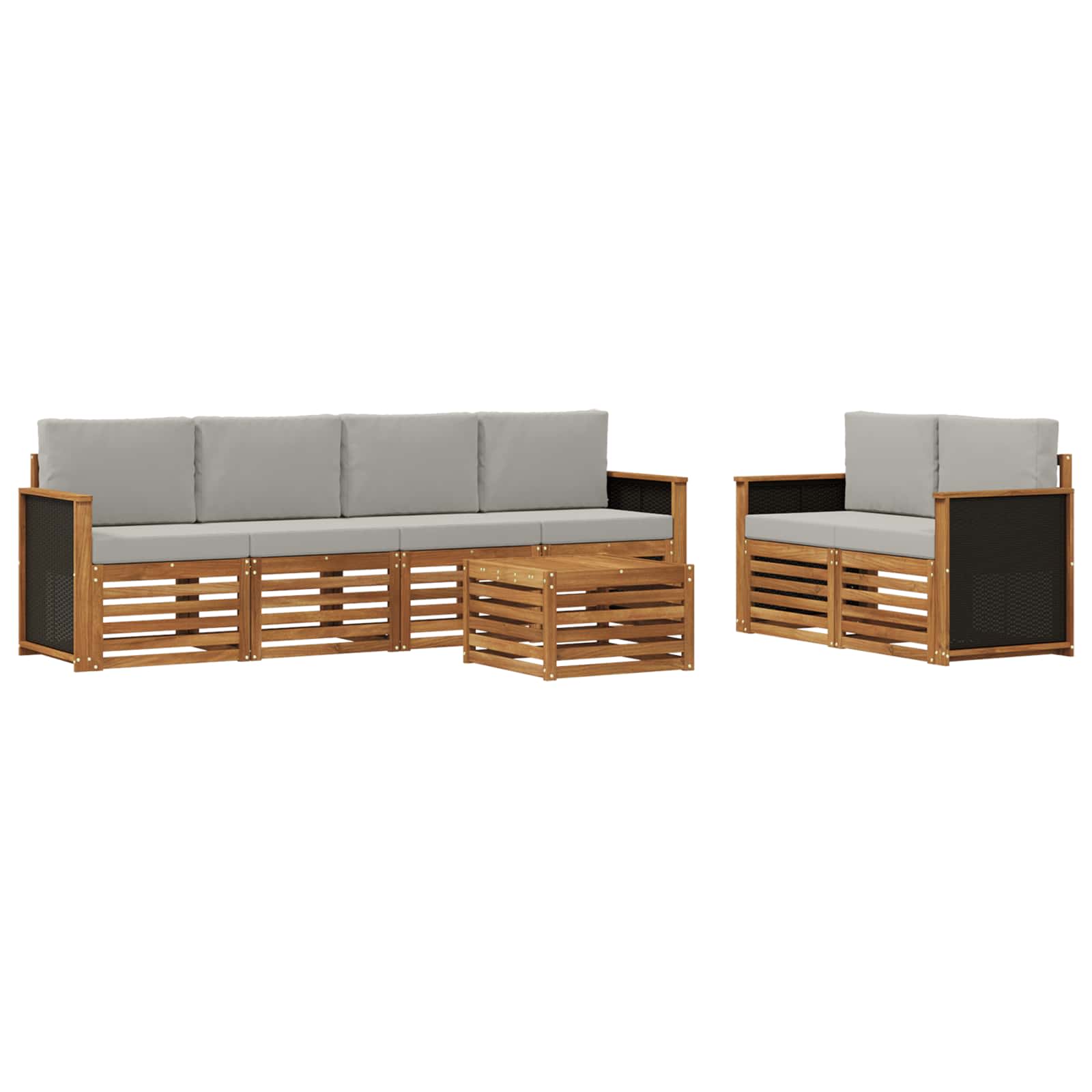 Ensemble de canapés d'extérieur 7 pcs Naturel et gris clair - XIOS