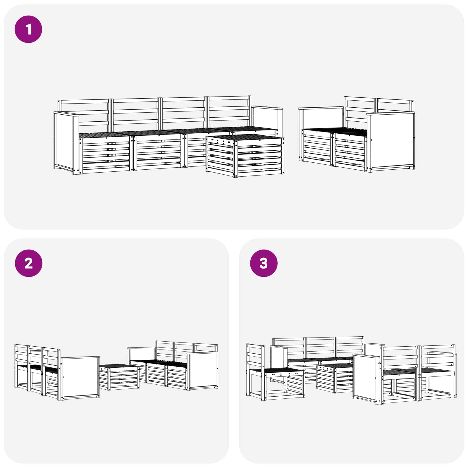 Ensemble de canapés d'extérieur 7 pcs Naturel - XIOS