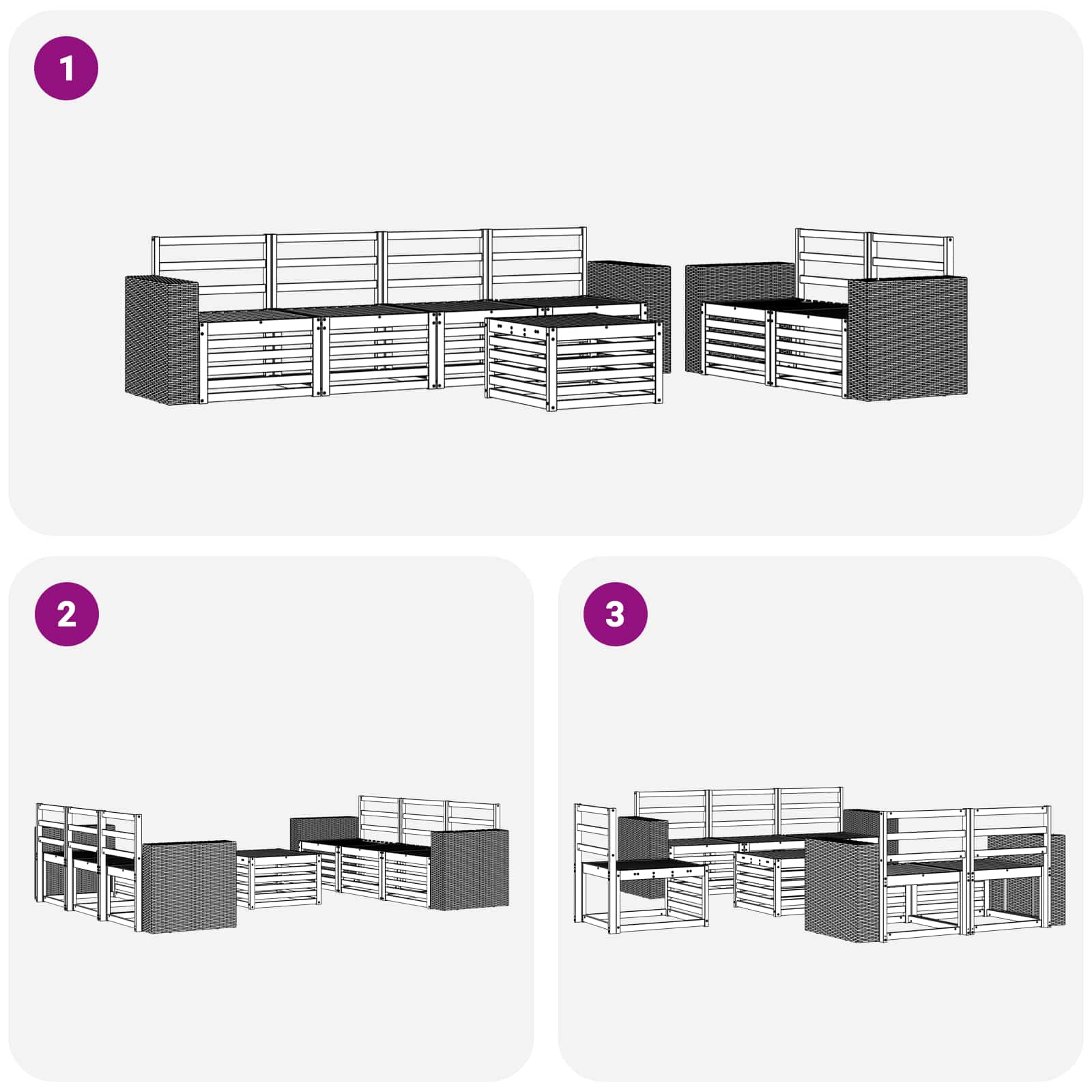 Ensemble de canapés d'extérieur 7 pcs Naturel - XIOS