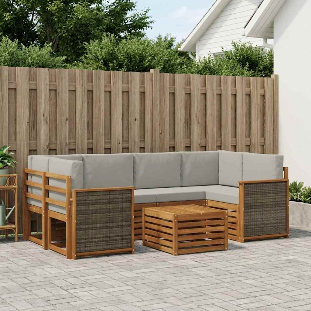 Ensemble de canapés d'extérieur 7 pcs Naturel et gris clair - XIOS