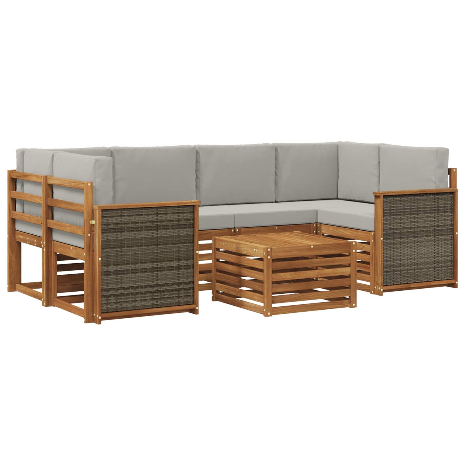 Ensemble de canapés d'extérieur 7 pcs Naturel et gris clair - XIOS