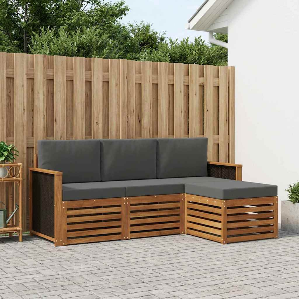 Ensemble de canapés d'extérieur 4 pcs Naturel et Anthracite - XIOS