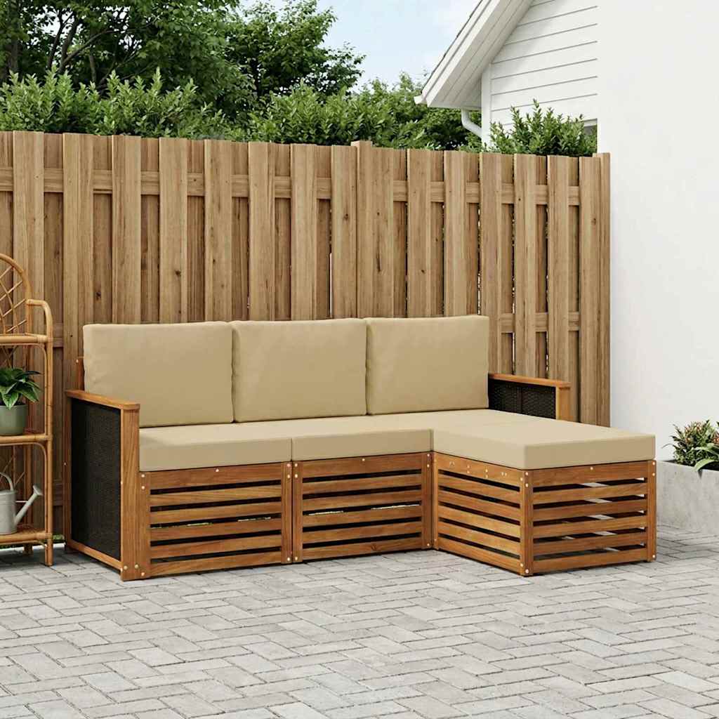 Ensemble de canapés d'extérieur 4 pcs Naturel et Beige - XIOS