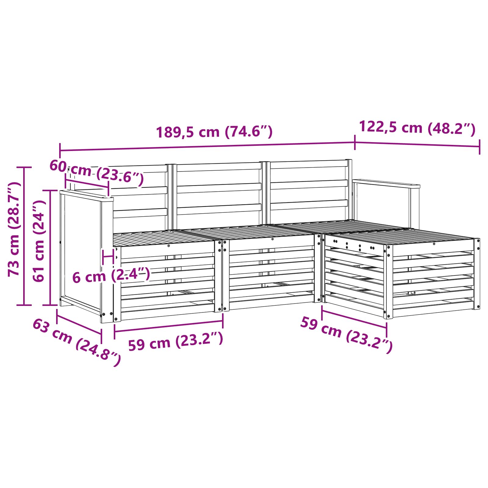 Ensemble de canapés d'extérieur 4 pcs Naturel - XIOS