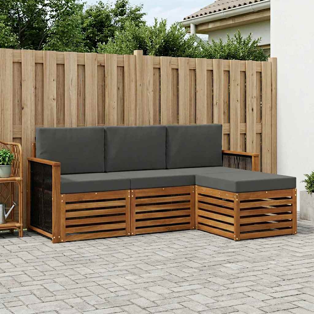 Ensemble de canapés d'extérieur 4 pcs Naturel et Anthracite - XIOS