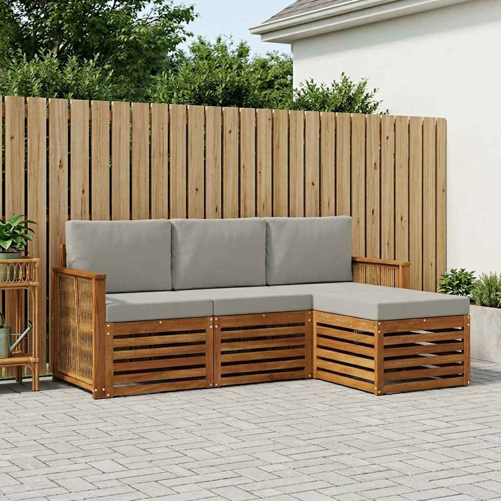 Ensemble de canapés d'extérieur 4 pcs Naturel et gris clair - XIOS
