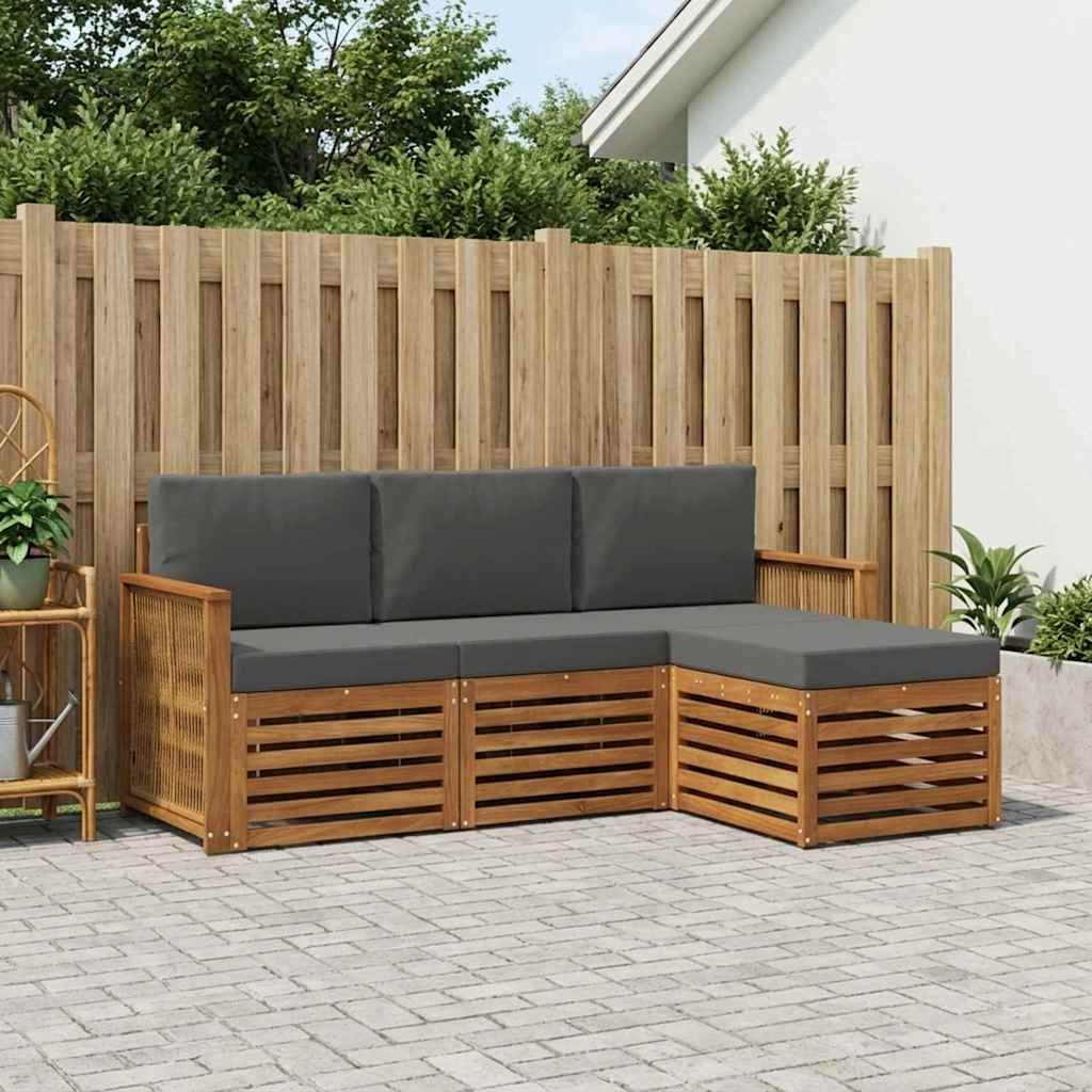 Ensemble de canapés d'extérieur 4 pcs Naturel et Anthracite - XIOS