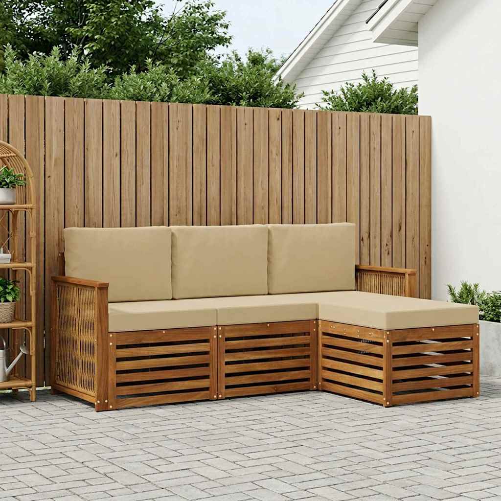 Ensemble de canapés d'extérieur 4 pcs Naturel et Beige - XIOS
