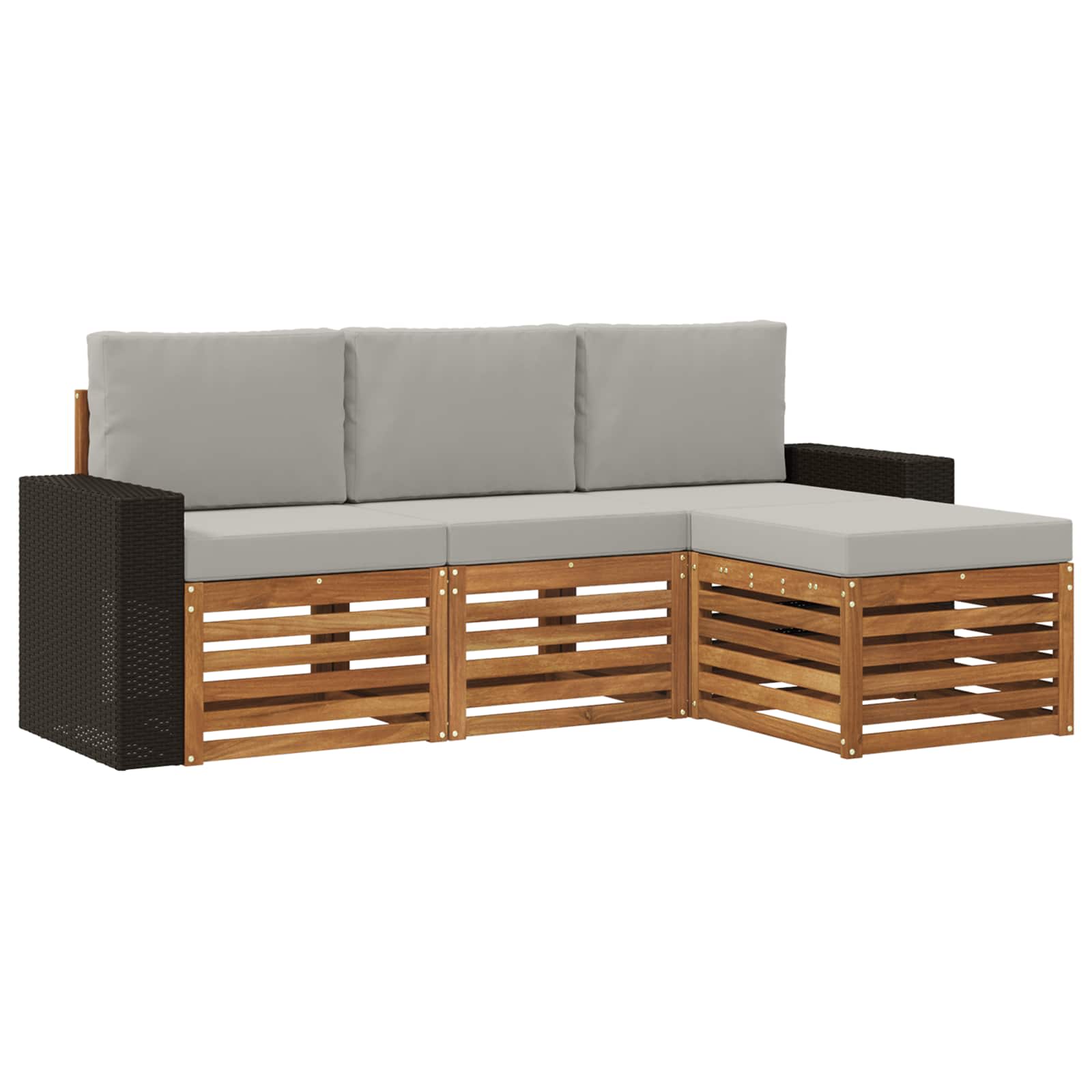 Ensemble de canapés d'extérieur 4 pcs Naturel et gris clair - XIOS