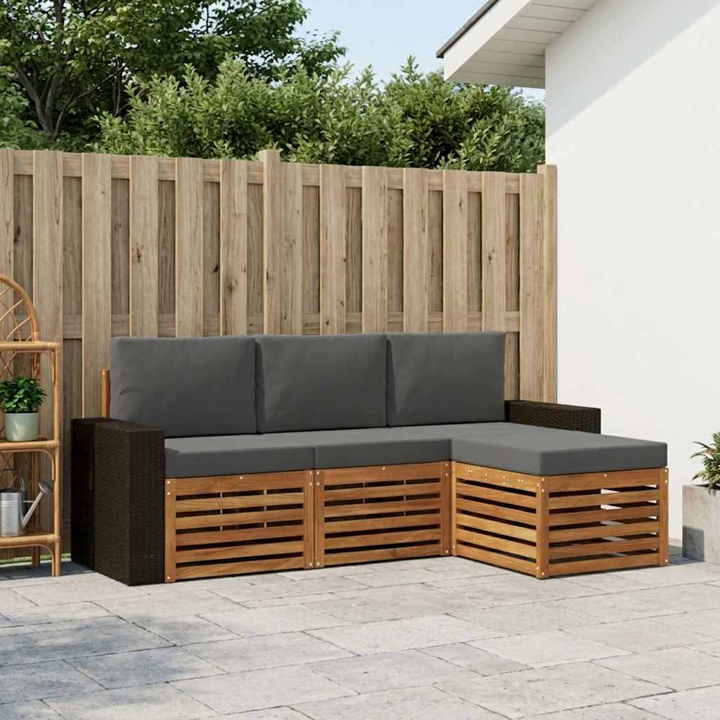 Ensemble de canapés d'extérieur 4 pcs Naturel et Anthracite - XIOS