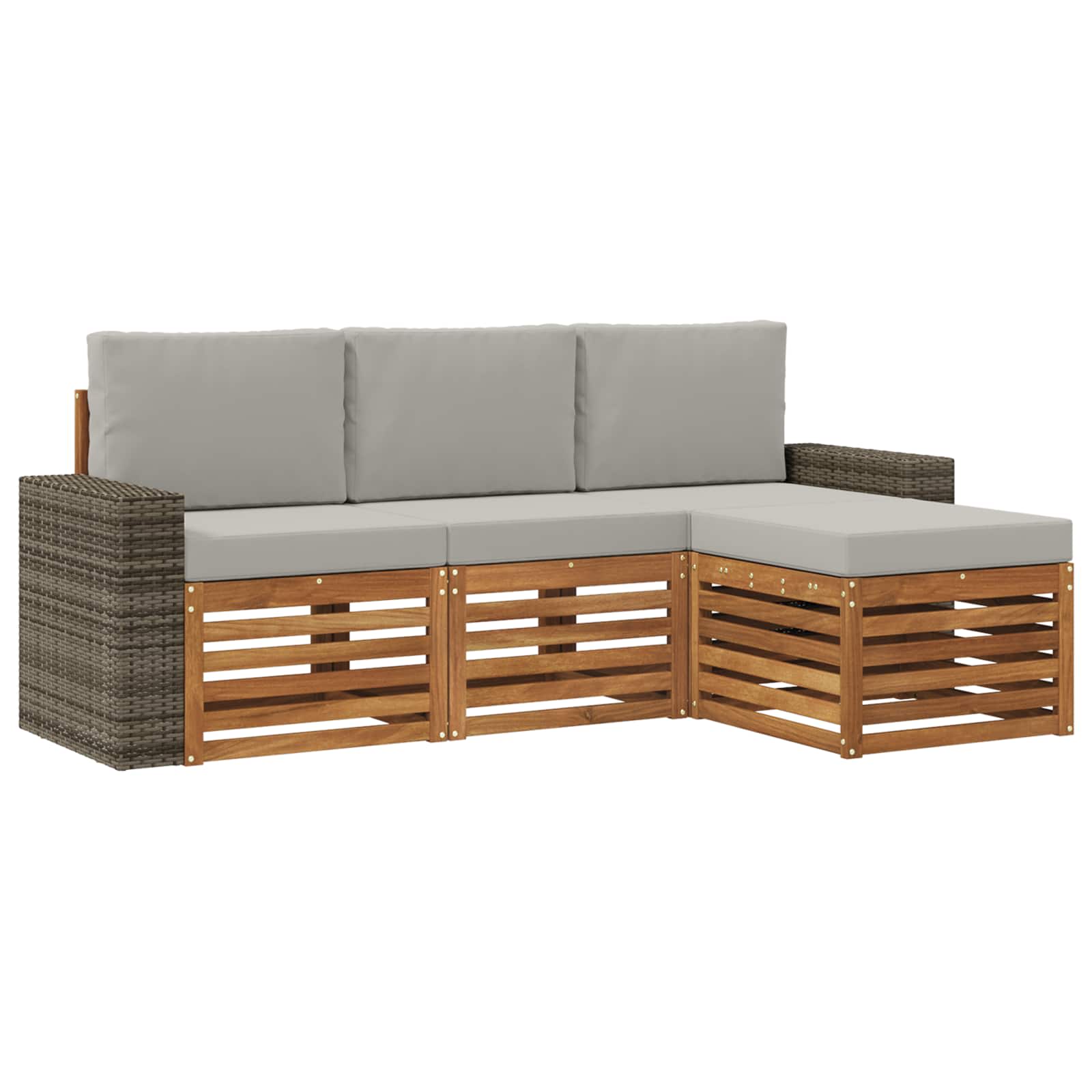 Ensemble de canapés d'extérieur 4 pcs Naturel et gris clair - XIOS