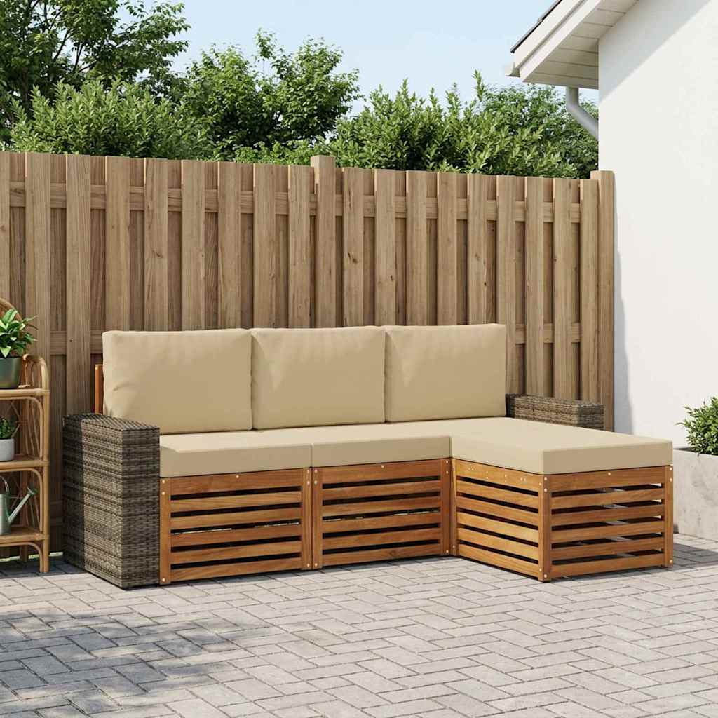 Ensemble de canapés d'extérieur 4 pcs Naturel et Beige - XIOS