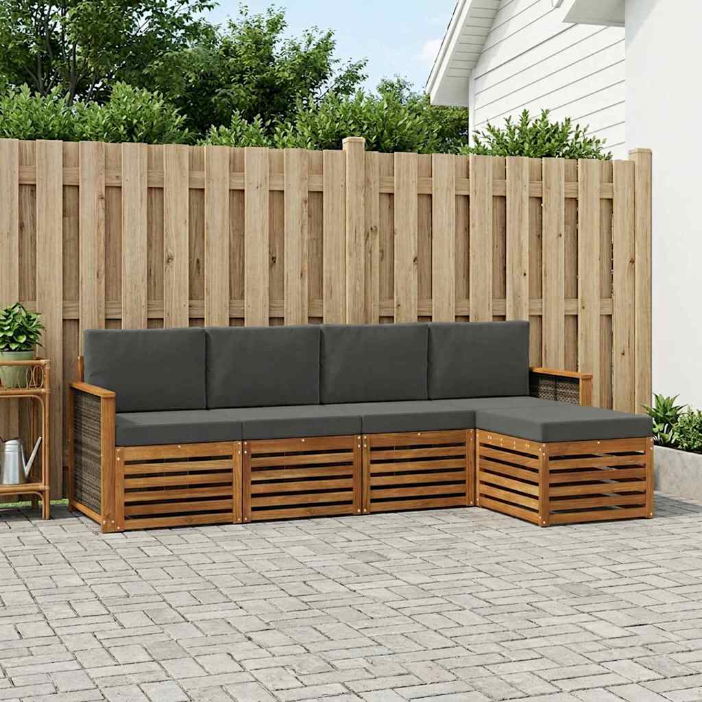 Ensemble de canapés d'extérieur 5 pcs Naturel et Anthracite - XIOS