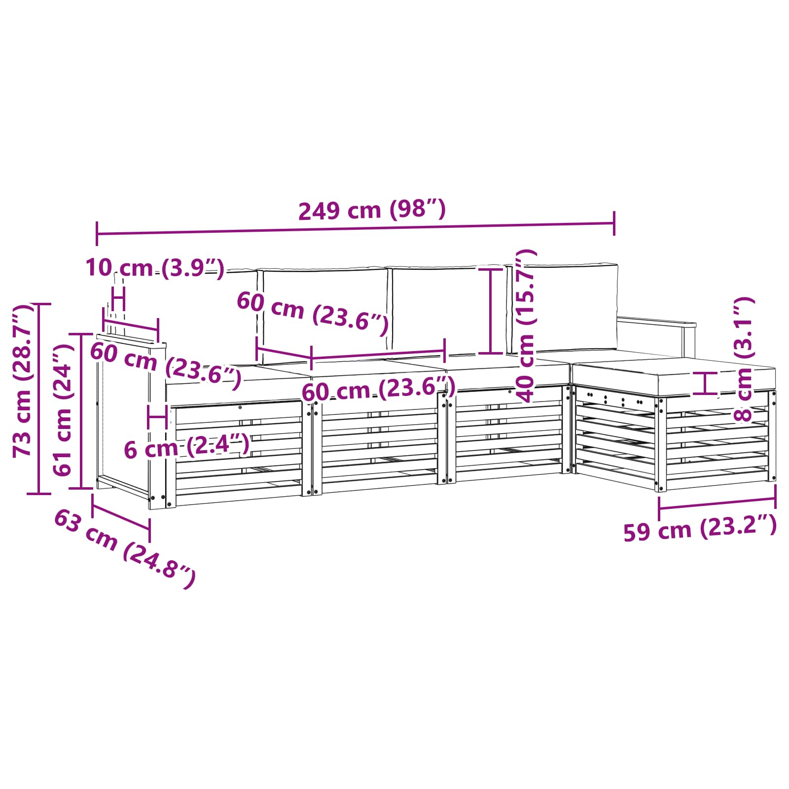 Ensemble de canapés d'extérieur 5 pcs Naturel et Beige - XIOS