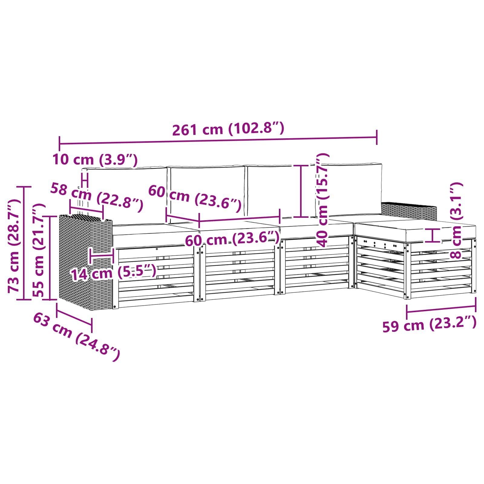 Ensemble de canapés d'extérieur 5 pcs Naturel et Beige - XIOS