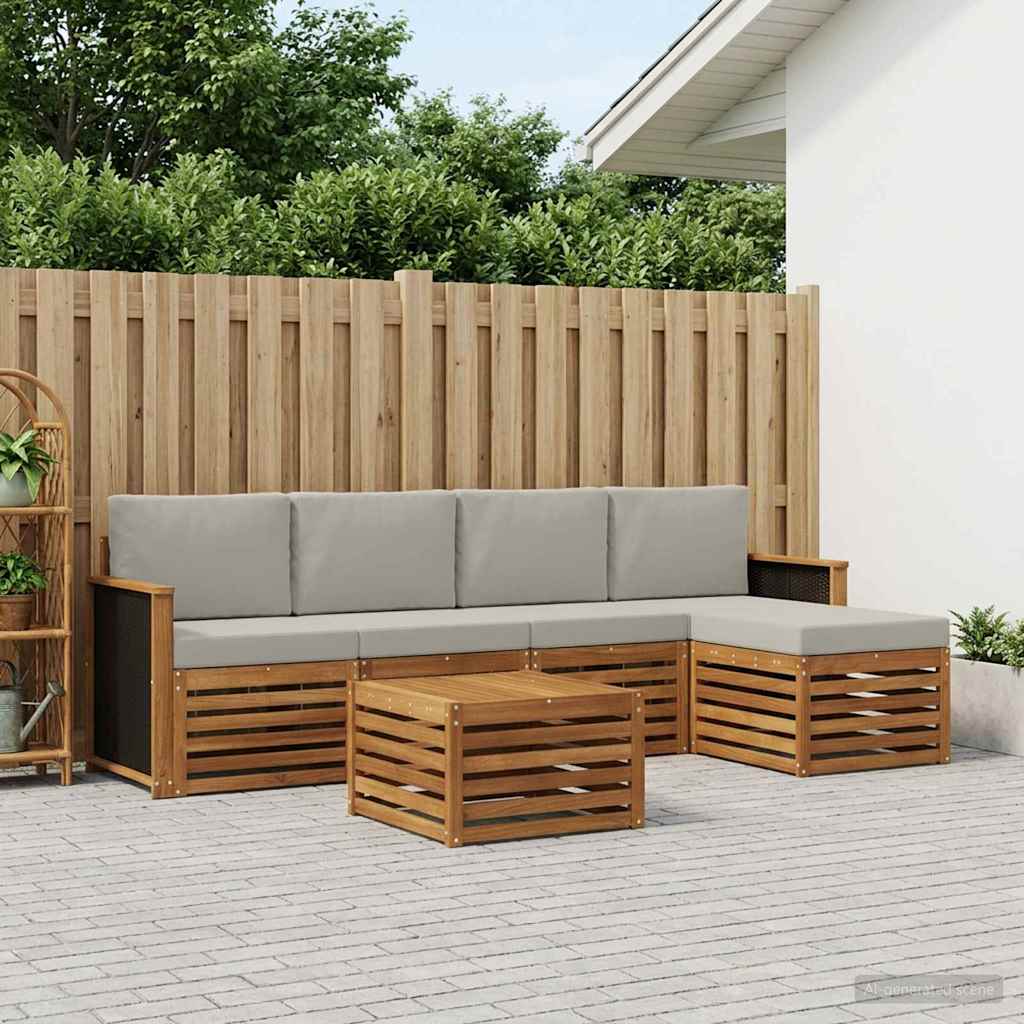 Ensemble de canapés d'extérieur 6 pcs Naturel et gris clair - XIOS