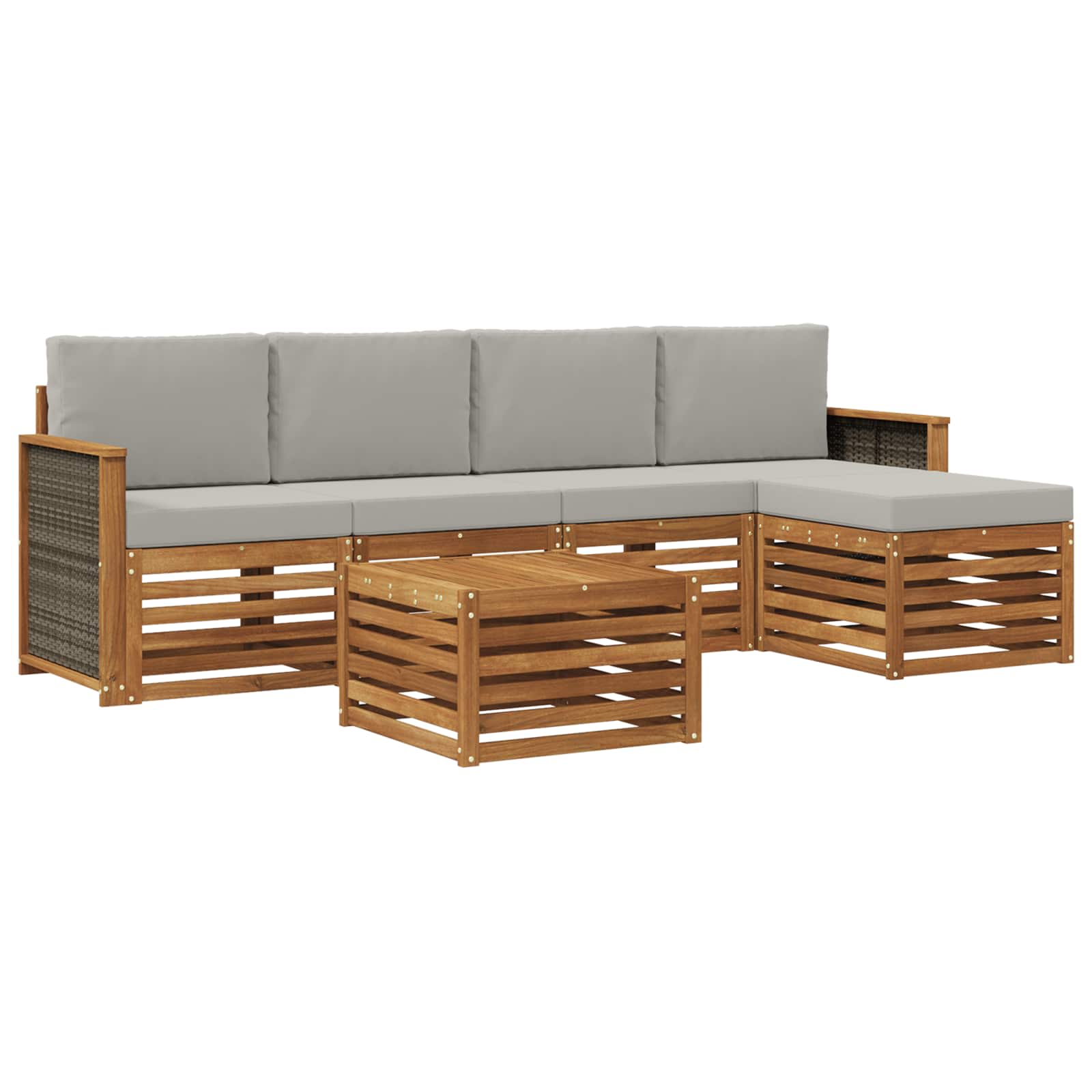Ensemble de canapés d'extérieur 6 pc Naturel et gris clair
