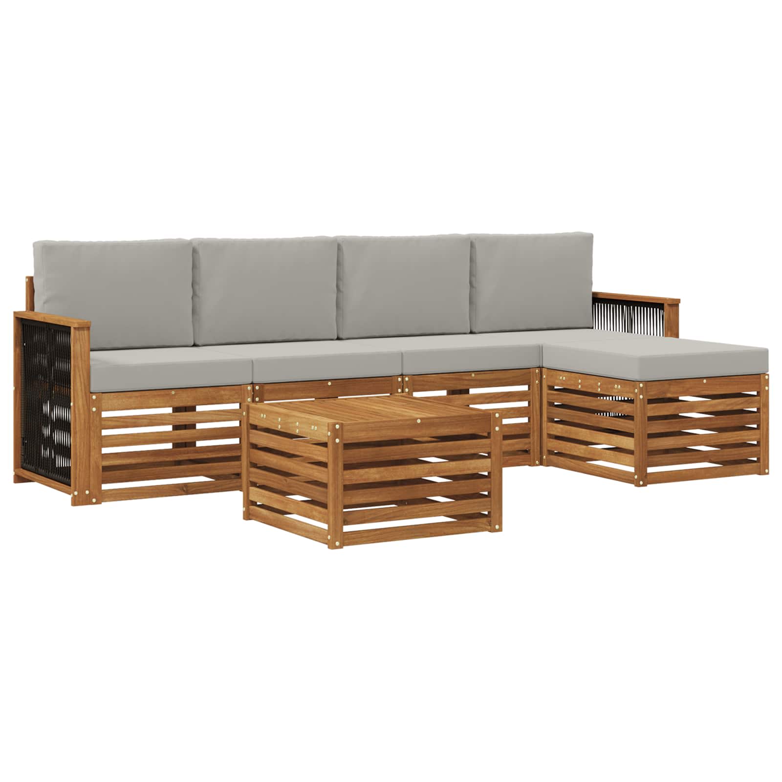 Ensemble de canapés d'extérieur 6 pcs Naturel et gris clair - XIOS
