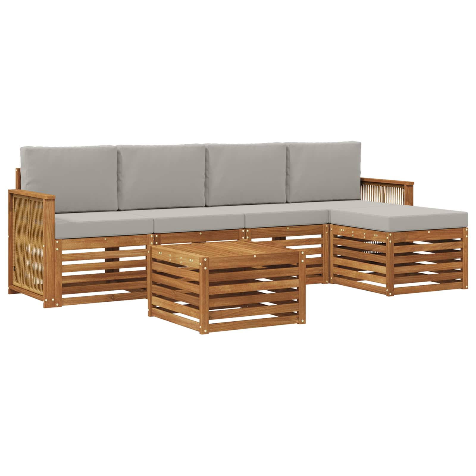 Ensemble de canapés d'extérieur 6 pcs Naturel et gris clair - XIOS