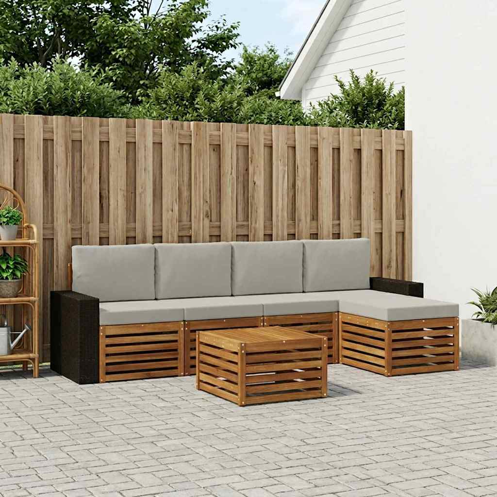 Ensemble de canapés d'extérieur 6 pcs Naturel et gris clair - XIOS