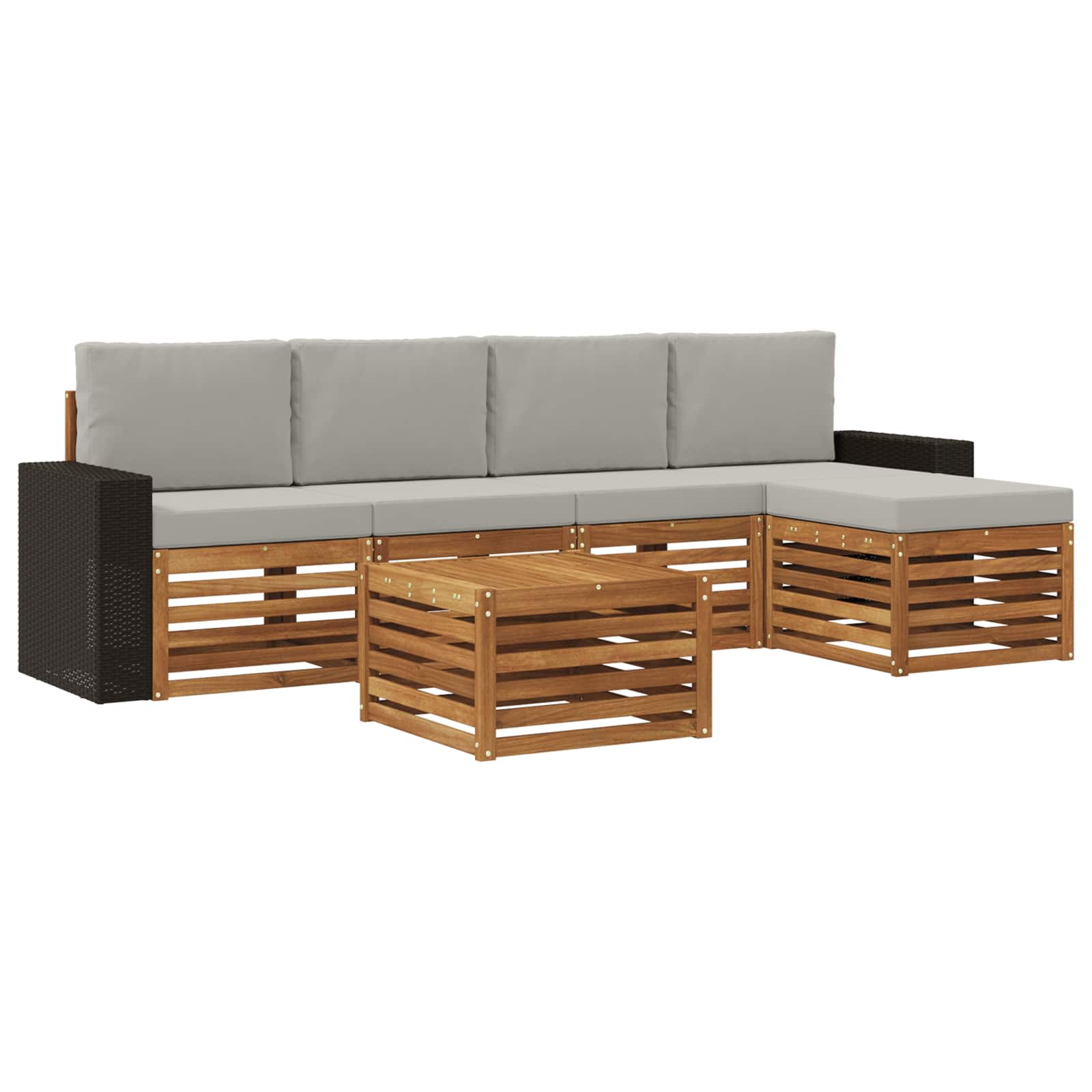 Ensemble de canapés d'extérieur 6 pcs Naturel et gris clair - XIOS
