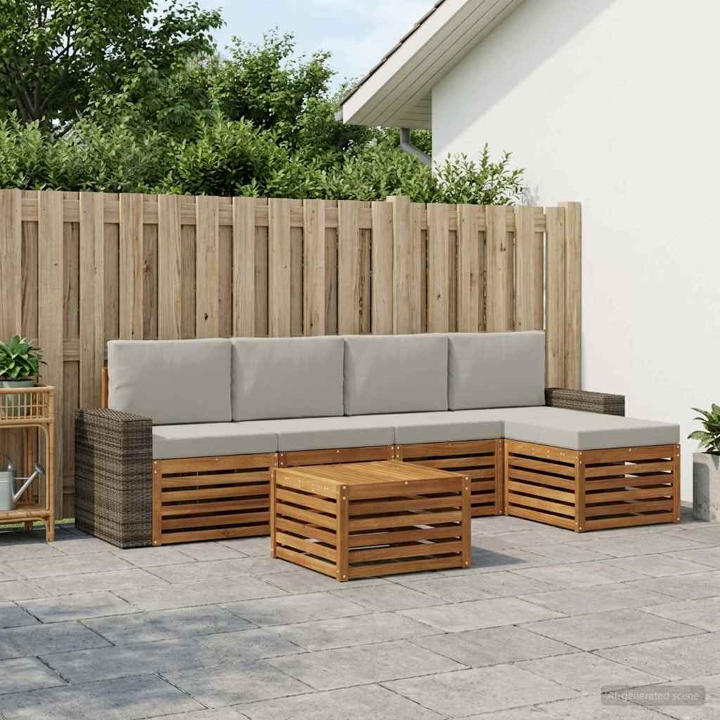 Ensemble de canapés d'extérieur 6 pcs Naturel et gris clair - XIOS