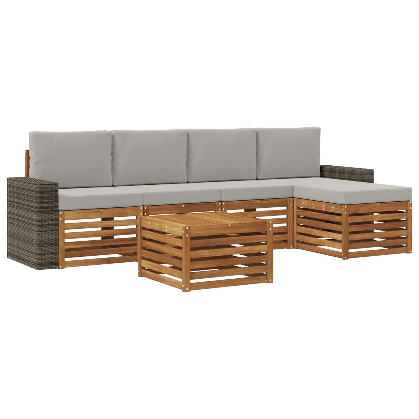Ensemble de canapés d'extérieur 6 pcs Naturel et gris clair - XIOS